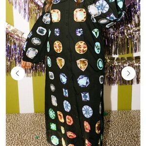 QUEEN OF SPARKLES GEM DRESS - Black Dress with Multicolor Gemstone Design
